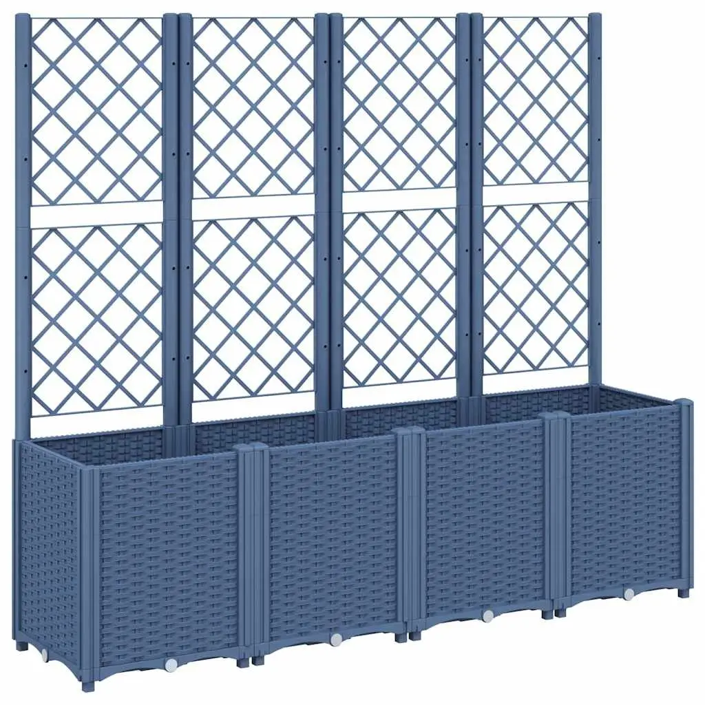 Garden Planter with Trellis Support Outdoor Patio Flowers Climbing Plants Grey