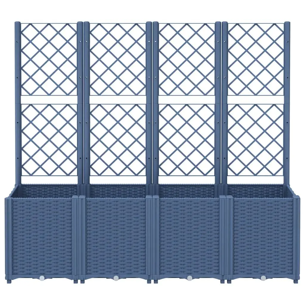Garden Planter with Trellis Support Outdoor Patio Flowers Climbing Plants Grey
