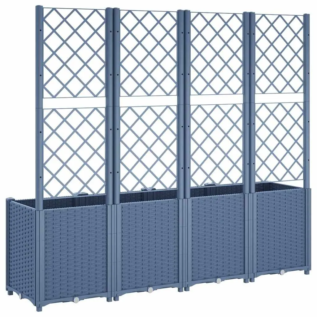 Garden Planter with Trellis Support Outdoor Patio Flowers Climbing Plants Grey