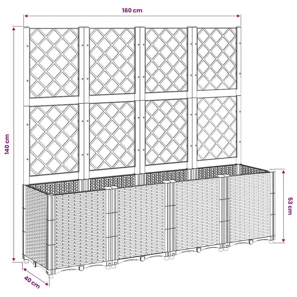 Garden Planter with Trellis Support Outdoor Patio Flowers Climbing Plants Grey