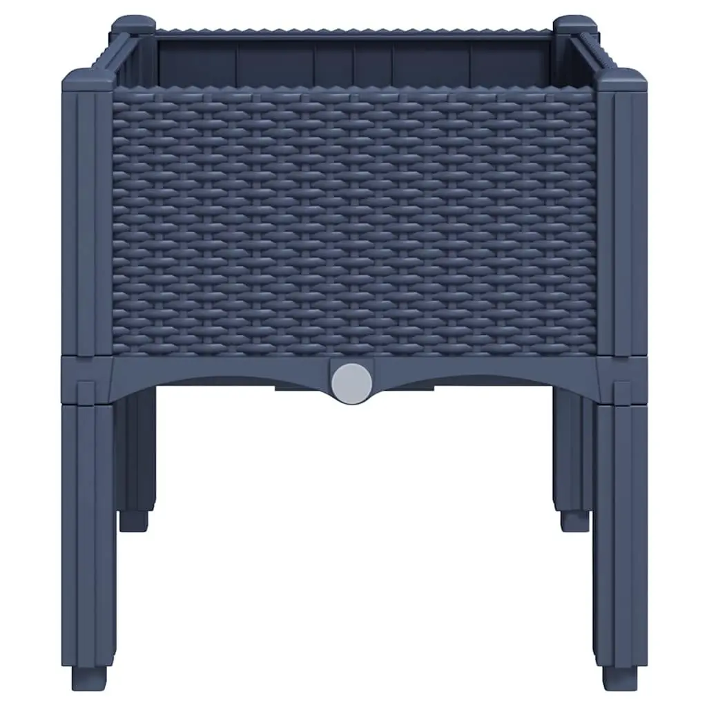 Garden Planter Box Grey Rattan Look Outdoor Patio Raised Plant Pot 40 x 40 x 42 cm