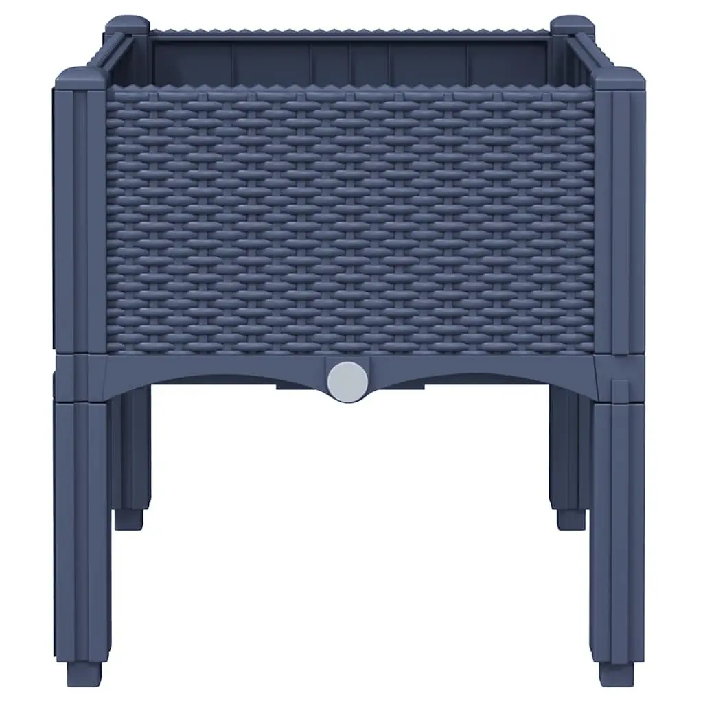 Garden Planter Box Grey Rattan Look Outdoor Patio Raised Plant Pot 40 x 40 x 42 cm