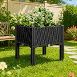 Friendly Black Elevated Planter Box 40x40x42cm