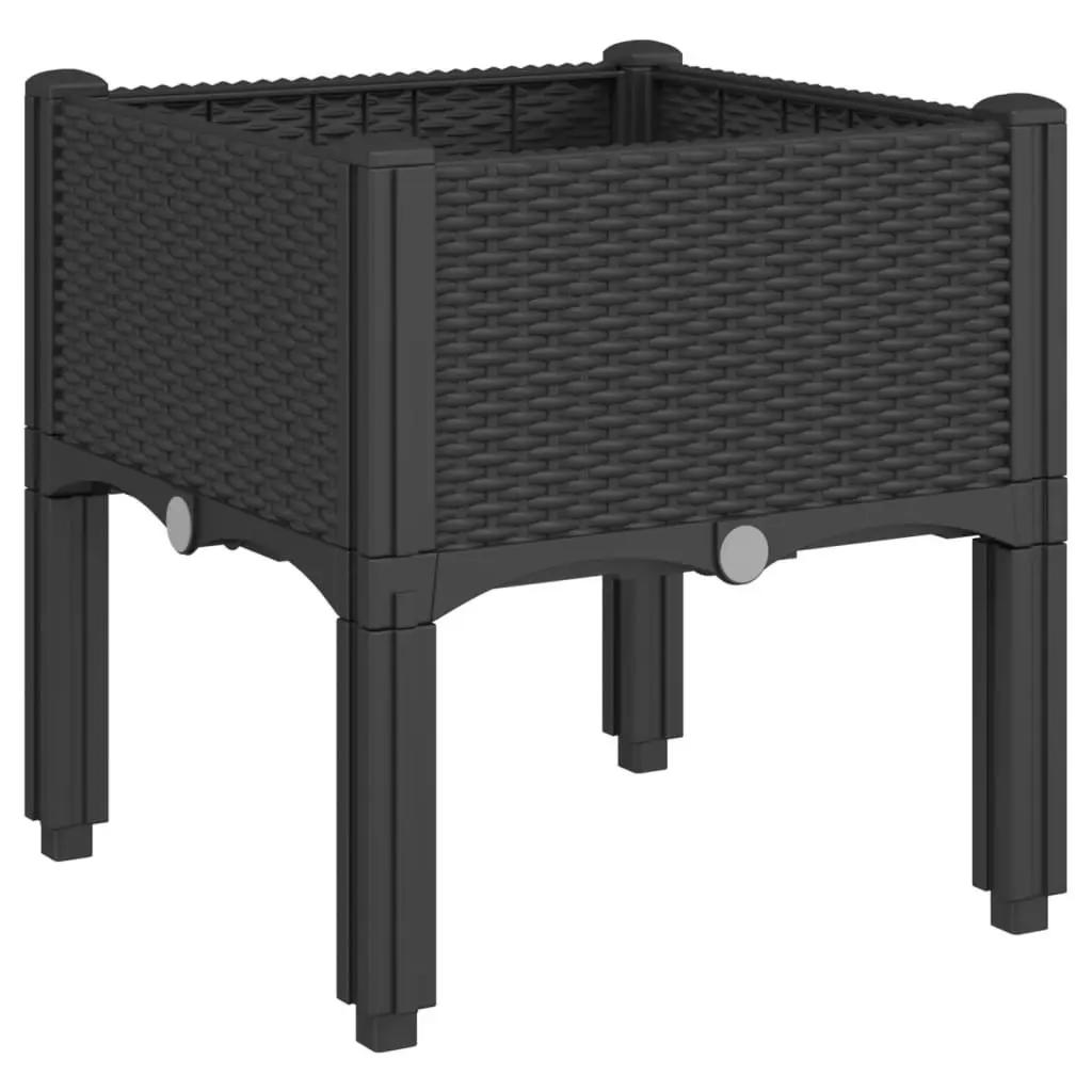 Garden Planter Box Elevated Rattan Black 40x40x42cm