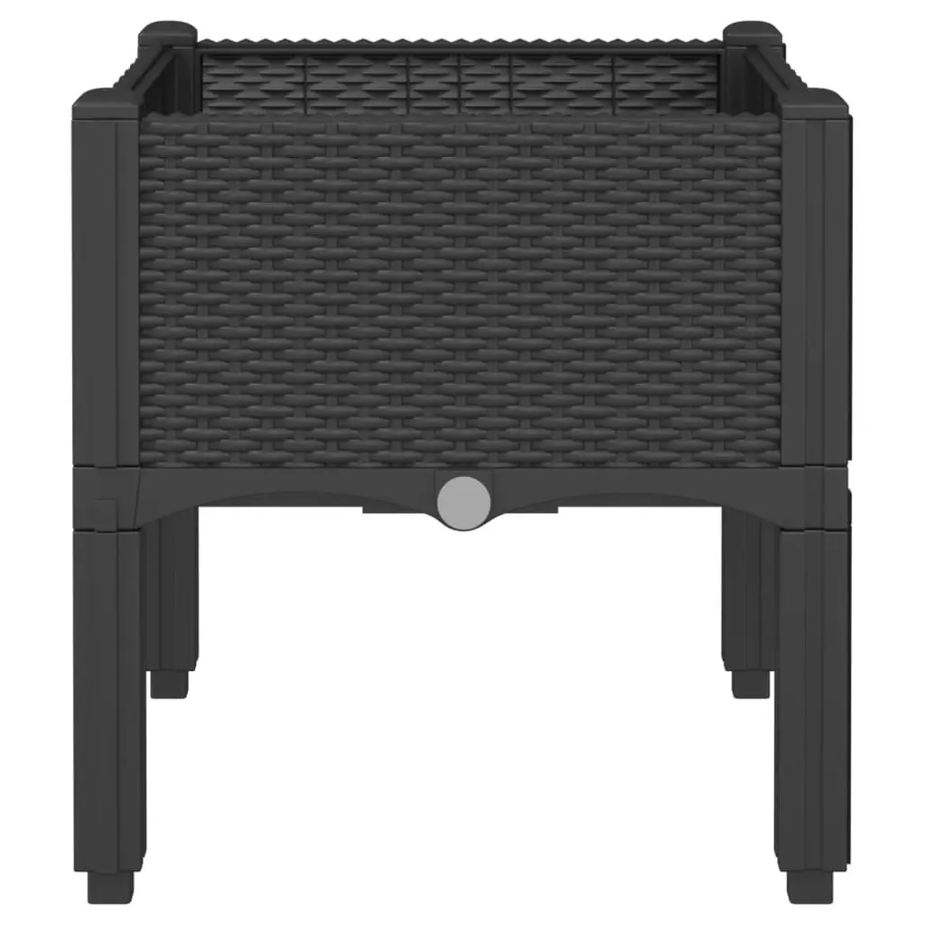 Garden Planter Box Elevated Rattan Black 40x40x42cm
