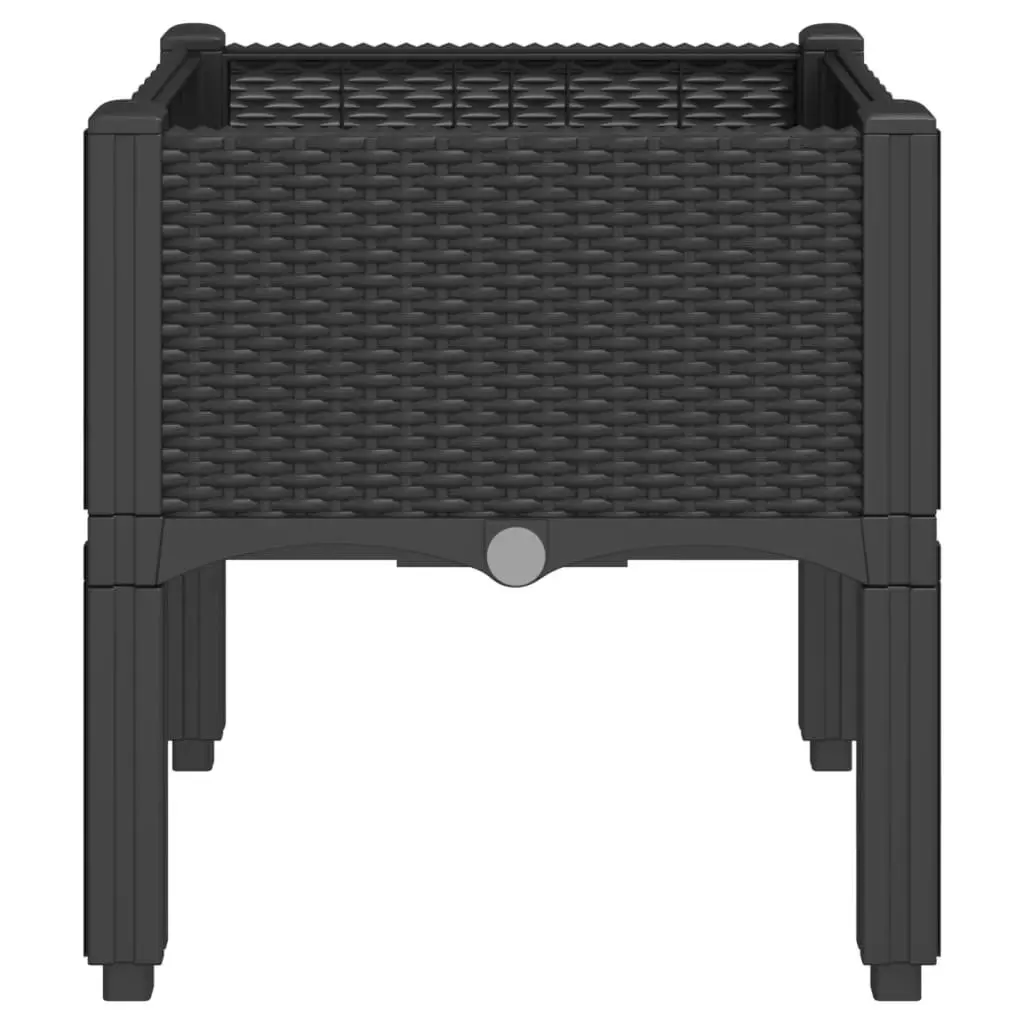 Garden Planter Box Elevated Rattan Black 40x40x42cm