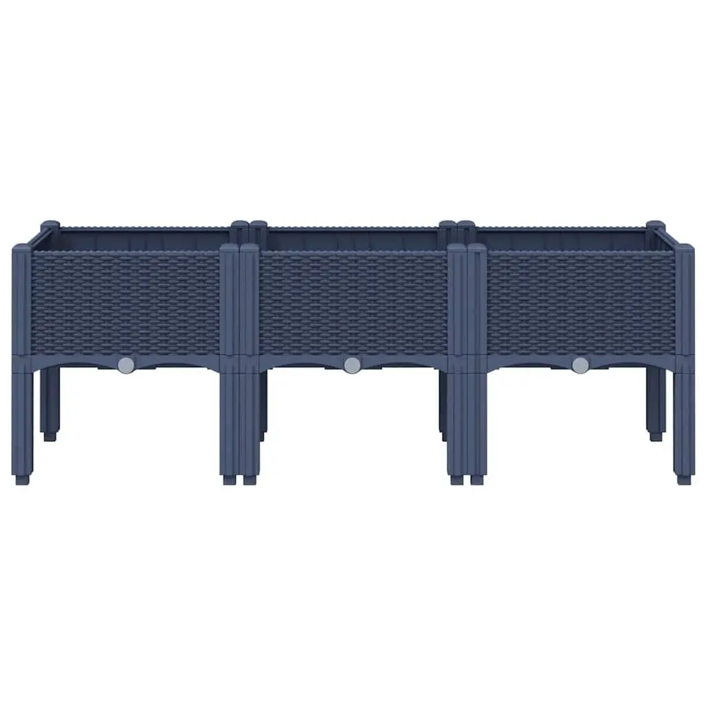 Garden Planter Box Elevated Legs Rattan Look Grey 120 x 40 x 42 cm