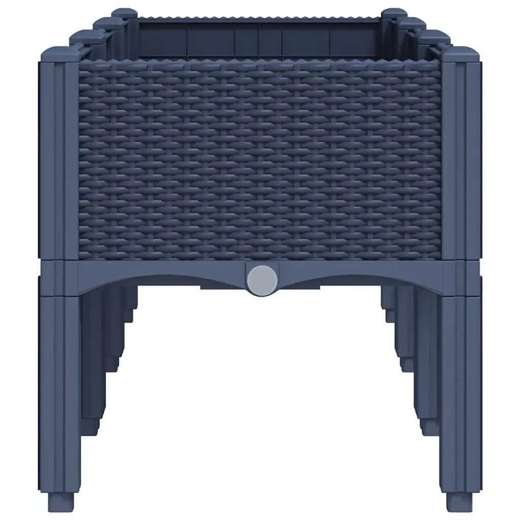 Garden Planter Box Elevated Legs Rattan Look Grey 120 x 40 x 42 cm