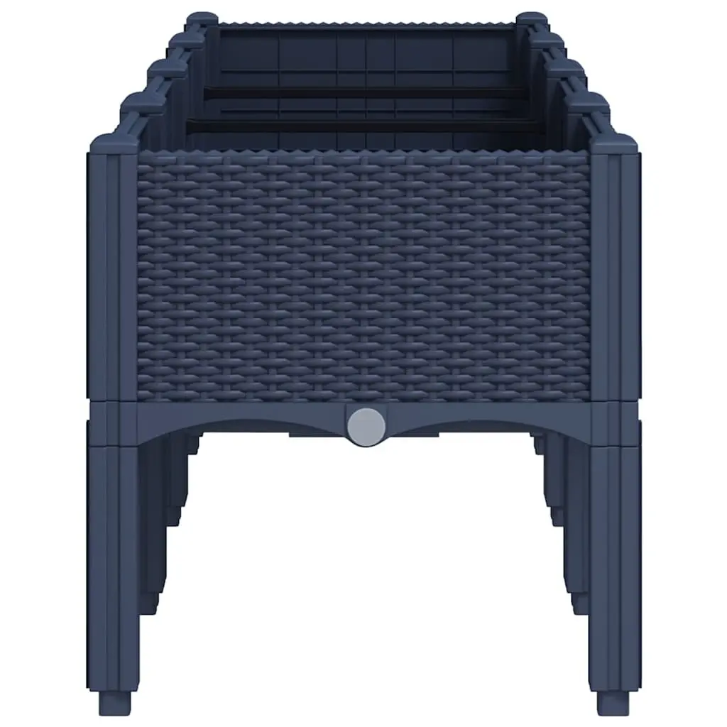 Garden Planter with Legs Grey Rattan Look Elevated Design Outdoor Patio Flowers