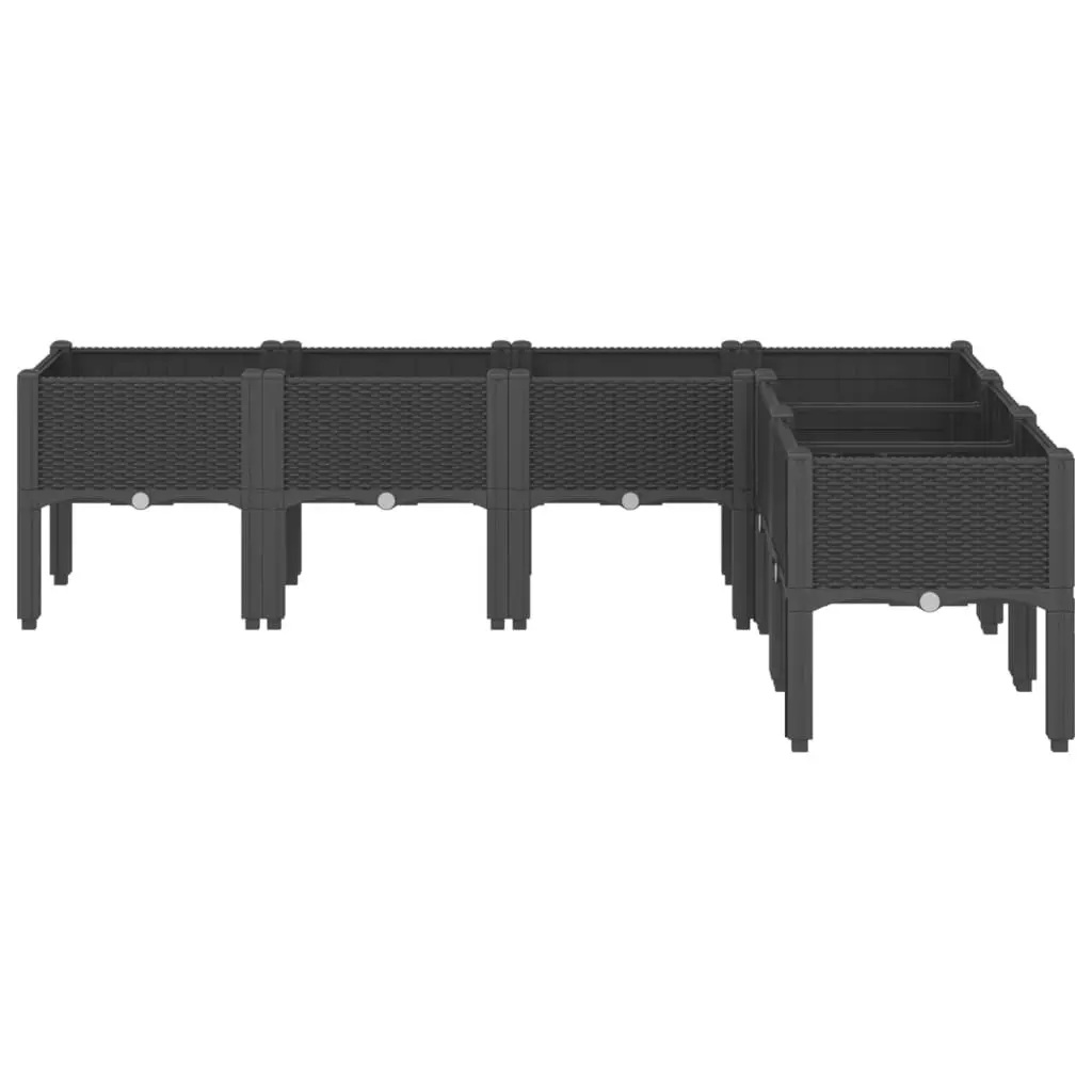 Garden Planter Box with Legs Black Outdoor Rattan Look Elevated Drainage