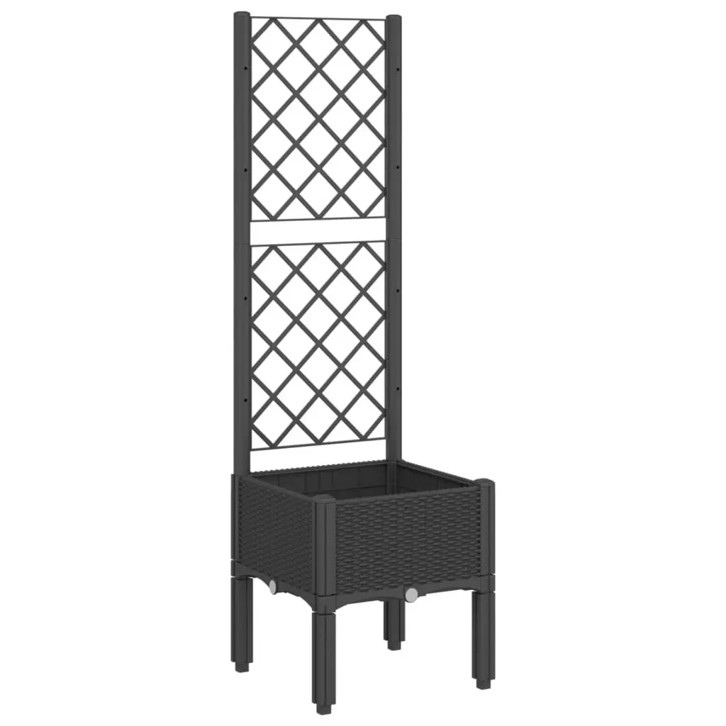 Garden Planter with Trellis Elevated Black 40x40x142cm Outdoor Climbing Plants Support