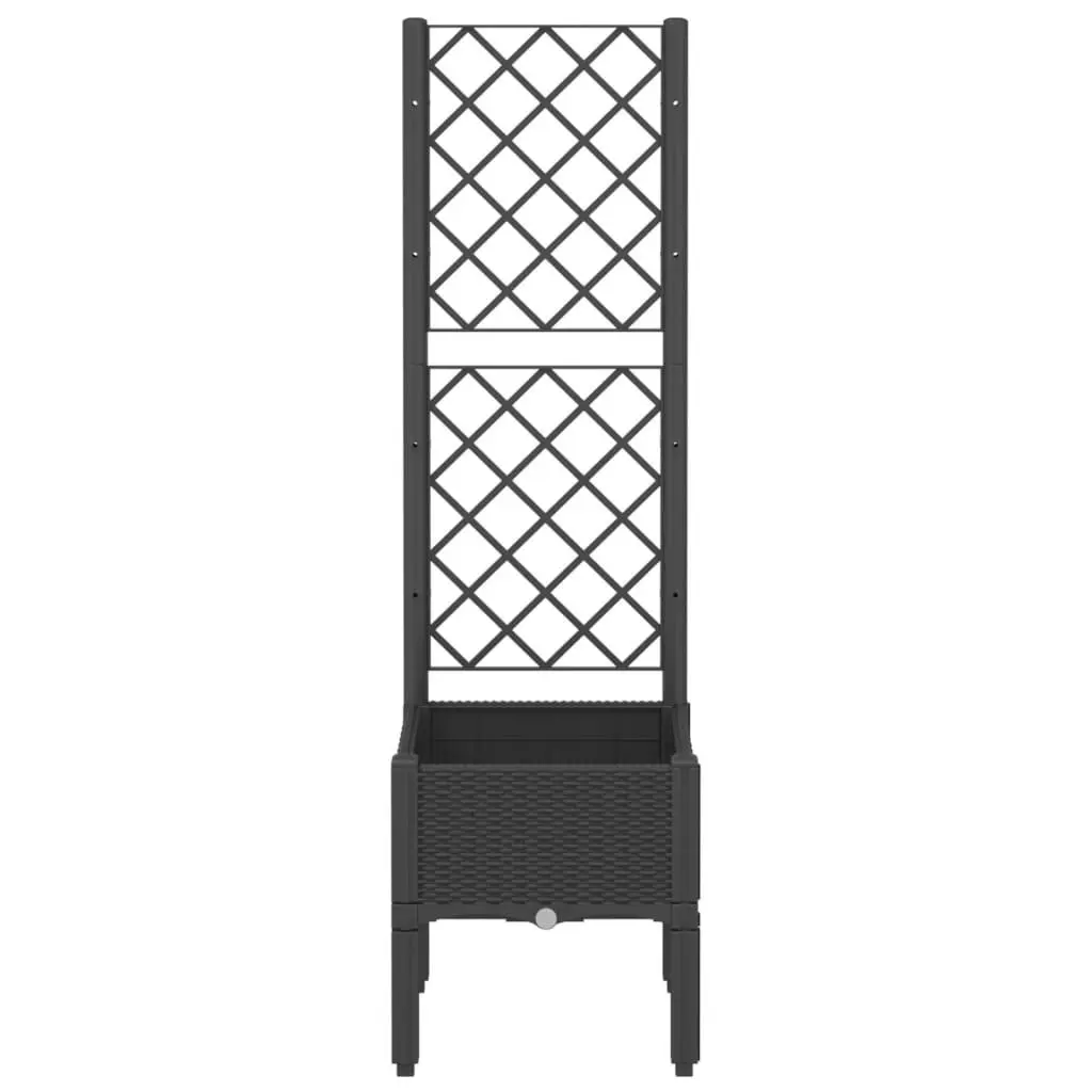 Garden Planter with Trellis Elevated Black 40x40x142cm Outdoor Climbing Plants Support