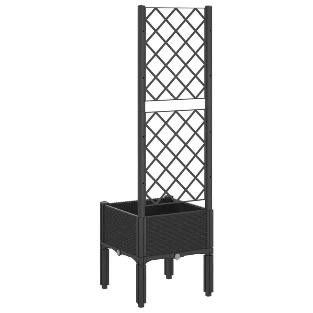 Garden Planter with Trellis Elevated Black 40x40x142cm Outdoor Climbing Plants Support