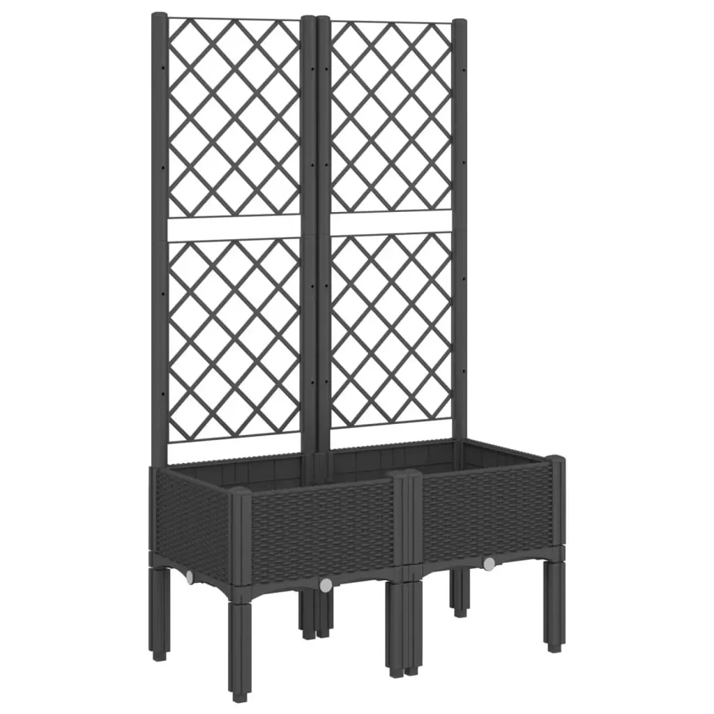 Garden Planter with Trellis Black 80x40x142cm