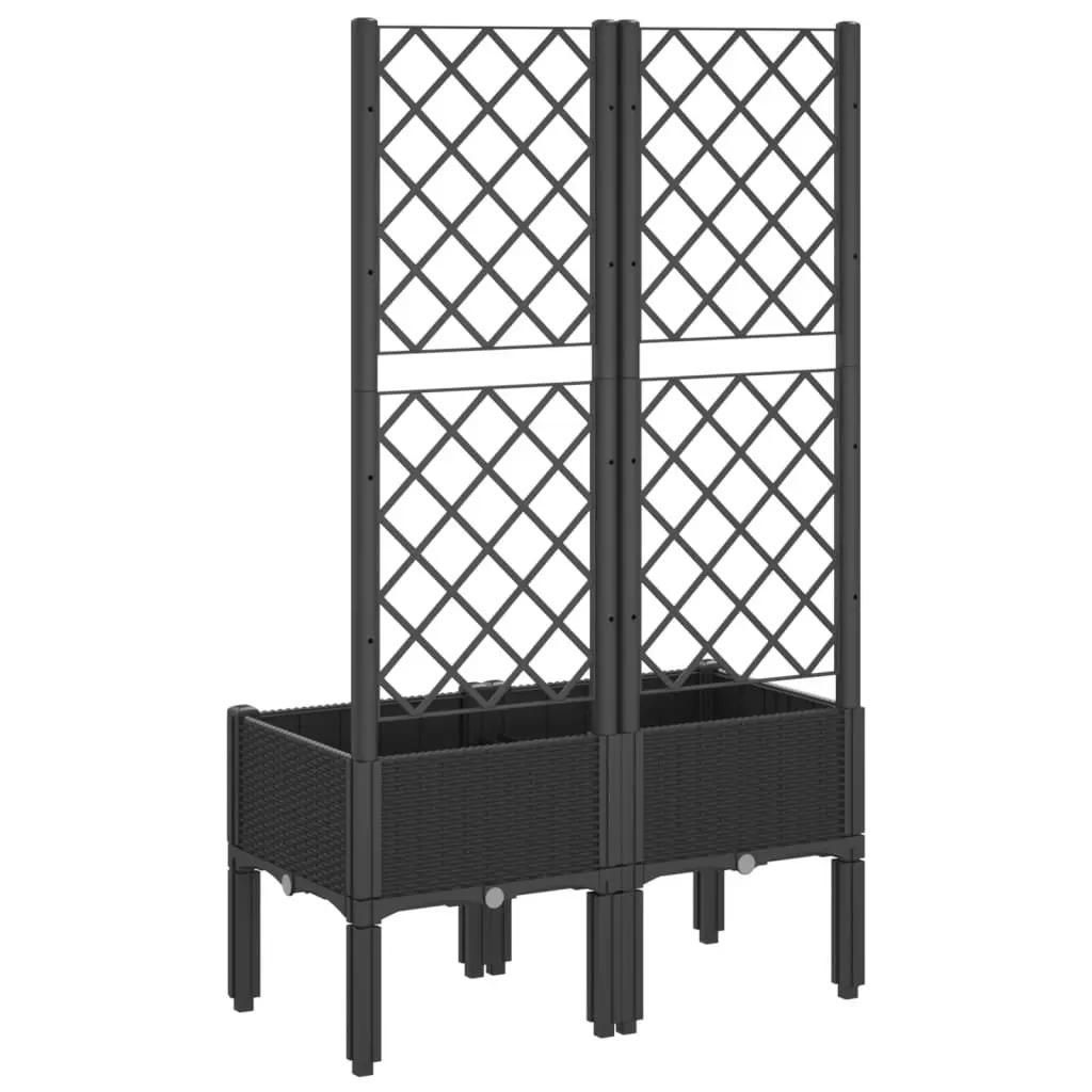 Garden Planter with Trellis Black 80x40x142cm