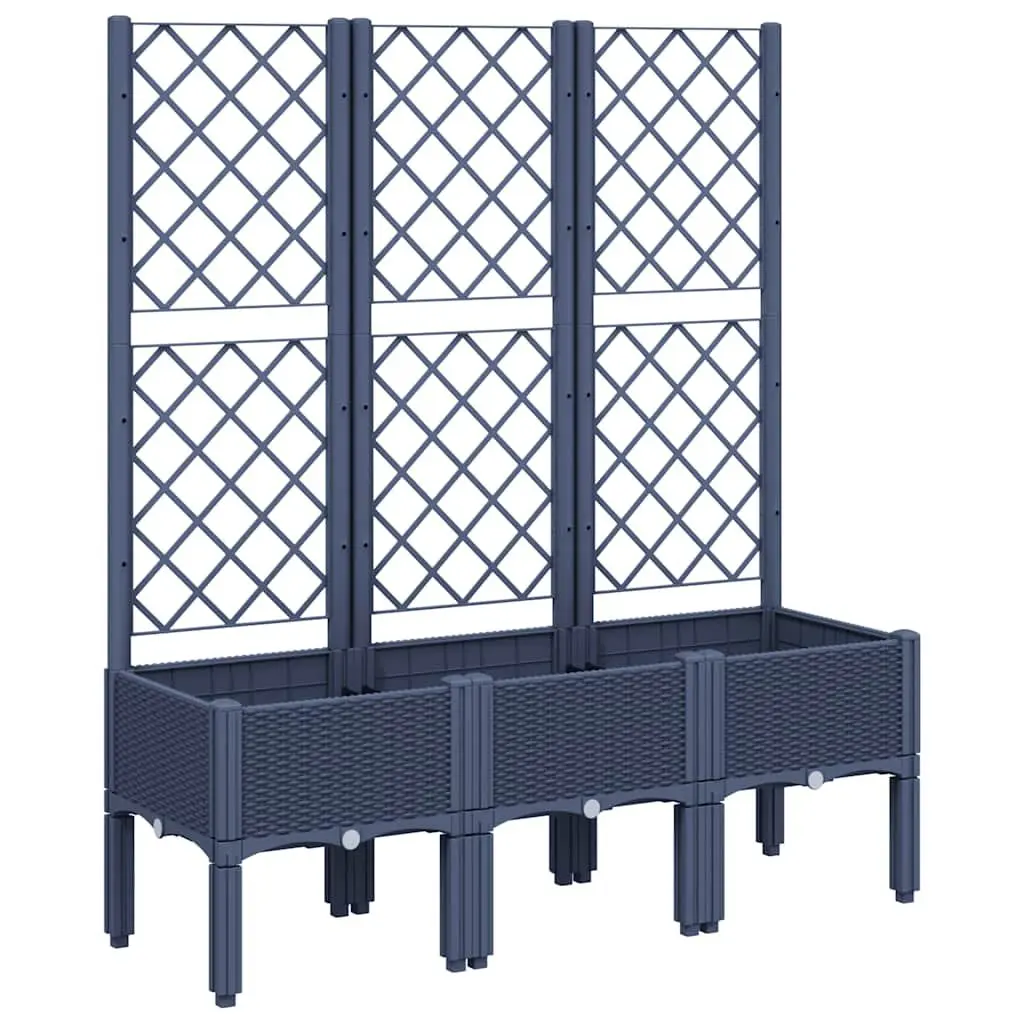 Garden Planter with Trellis Support Grey 120 x 40 x 142 cm