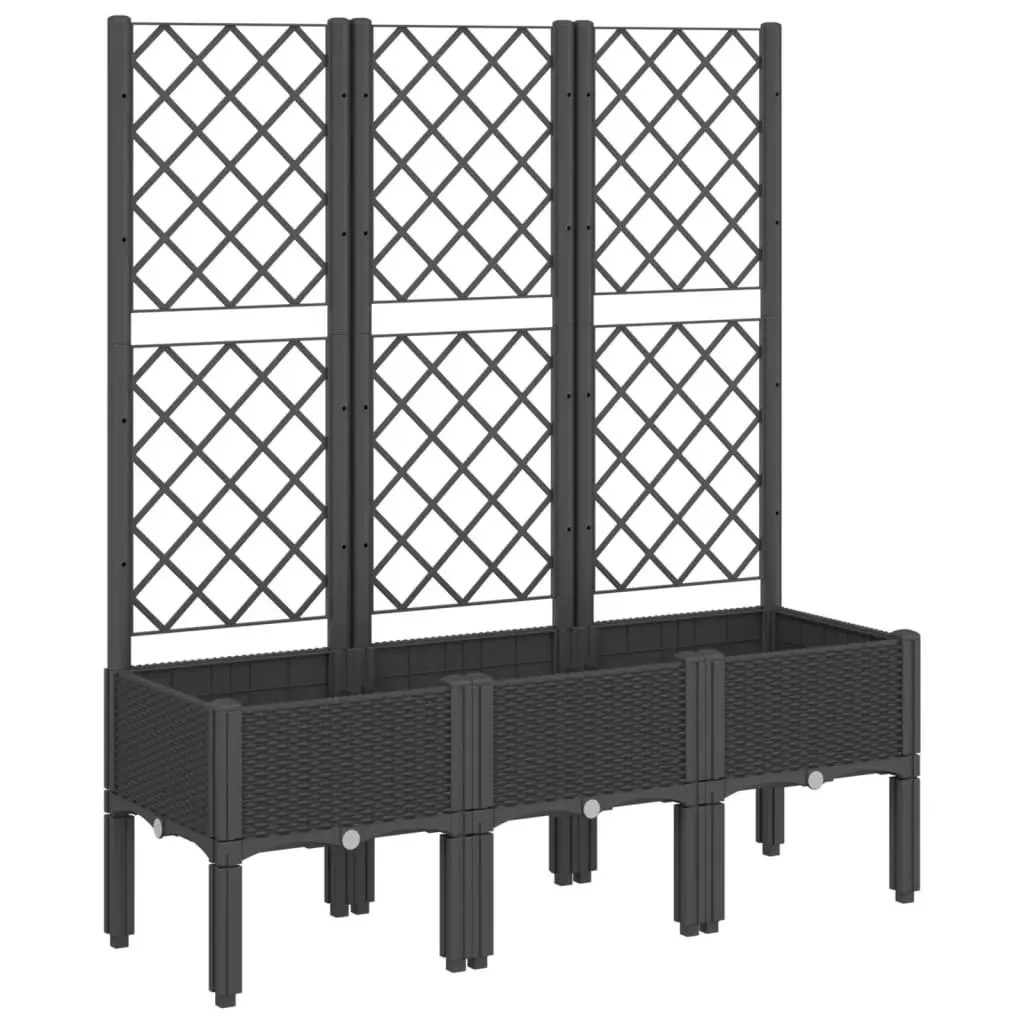 Garden Planter with Integrated Trellis Black 120x40x142cm
