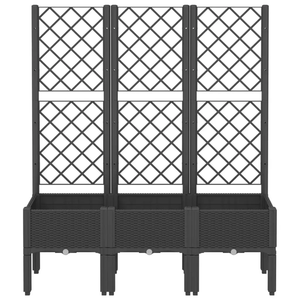 Garden Planter with Integrated Trellis Black 120x40x142cm