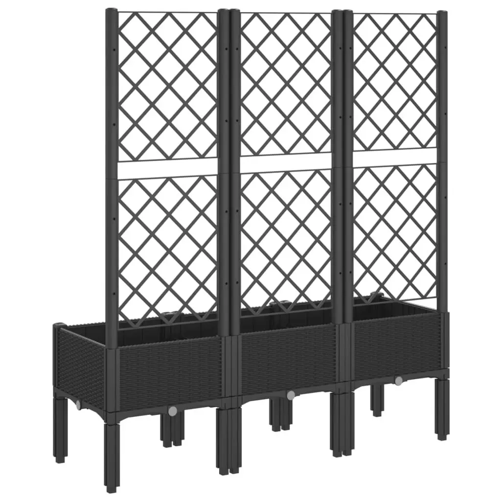 Garden Planter with Integrated Trellis Black 120x40x142cm
