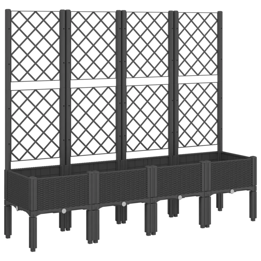 Outdoor Planter with Trellis Support Black 160x40x142cm