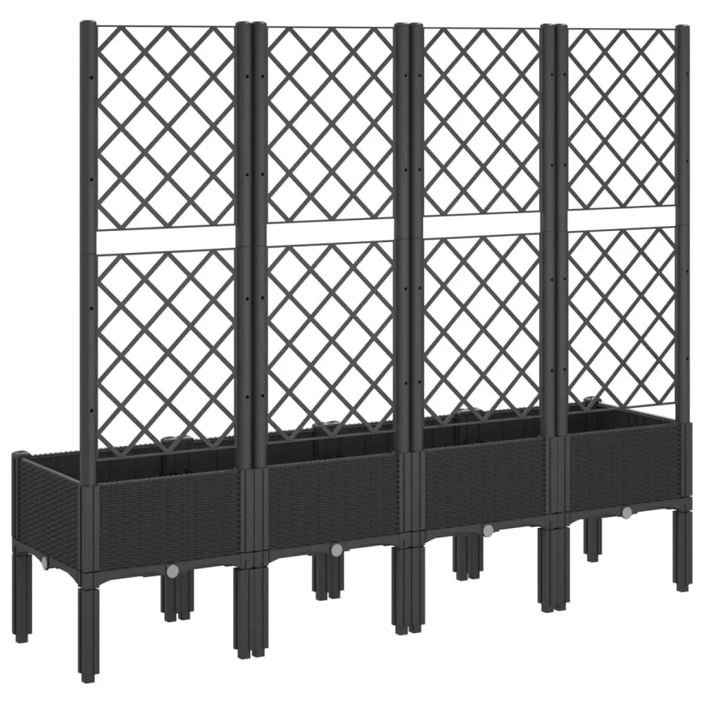 Outdoor Planter with Trellis Support Black 160x40x142cm