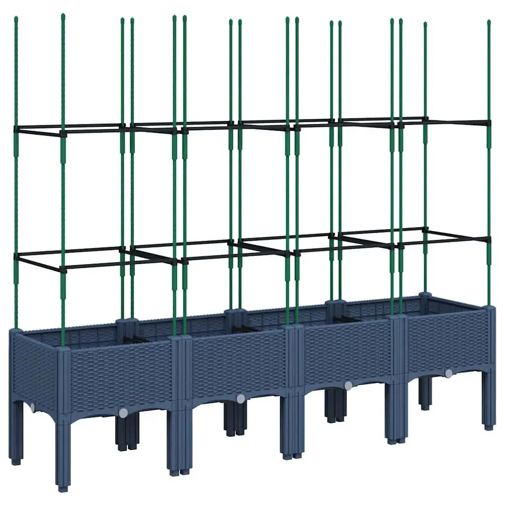 Garden Planter with Integrated Trellis Support for Climbing Plants Grey 160 x 40 x 142.5 cm