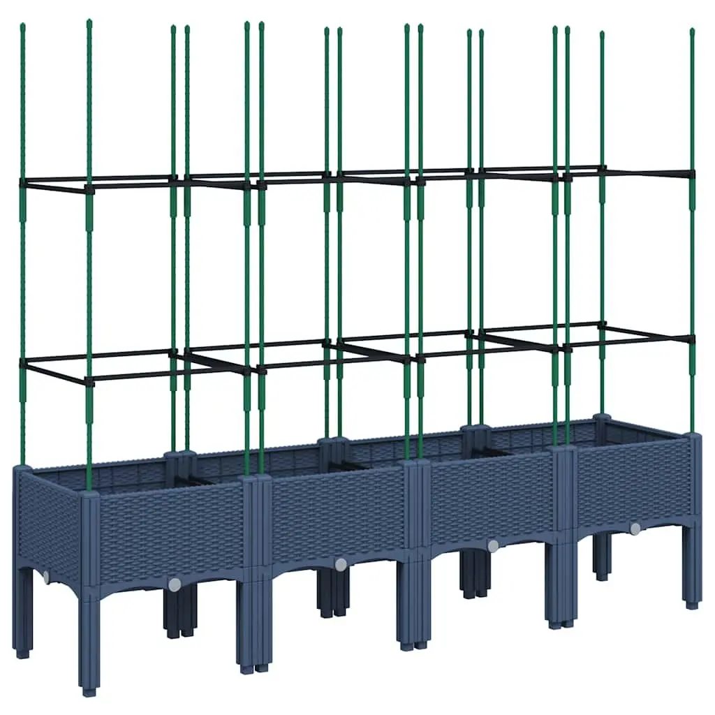 Garden Planter with Integrated Trellis Support for Climbing Plants Grey 160 x 40 x 142.5 cm