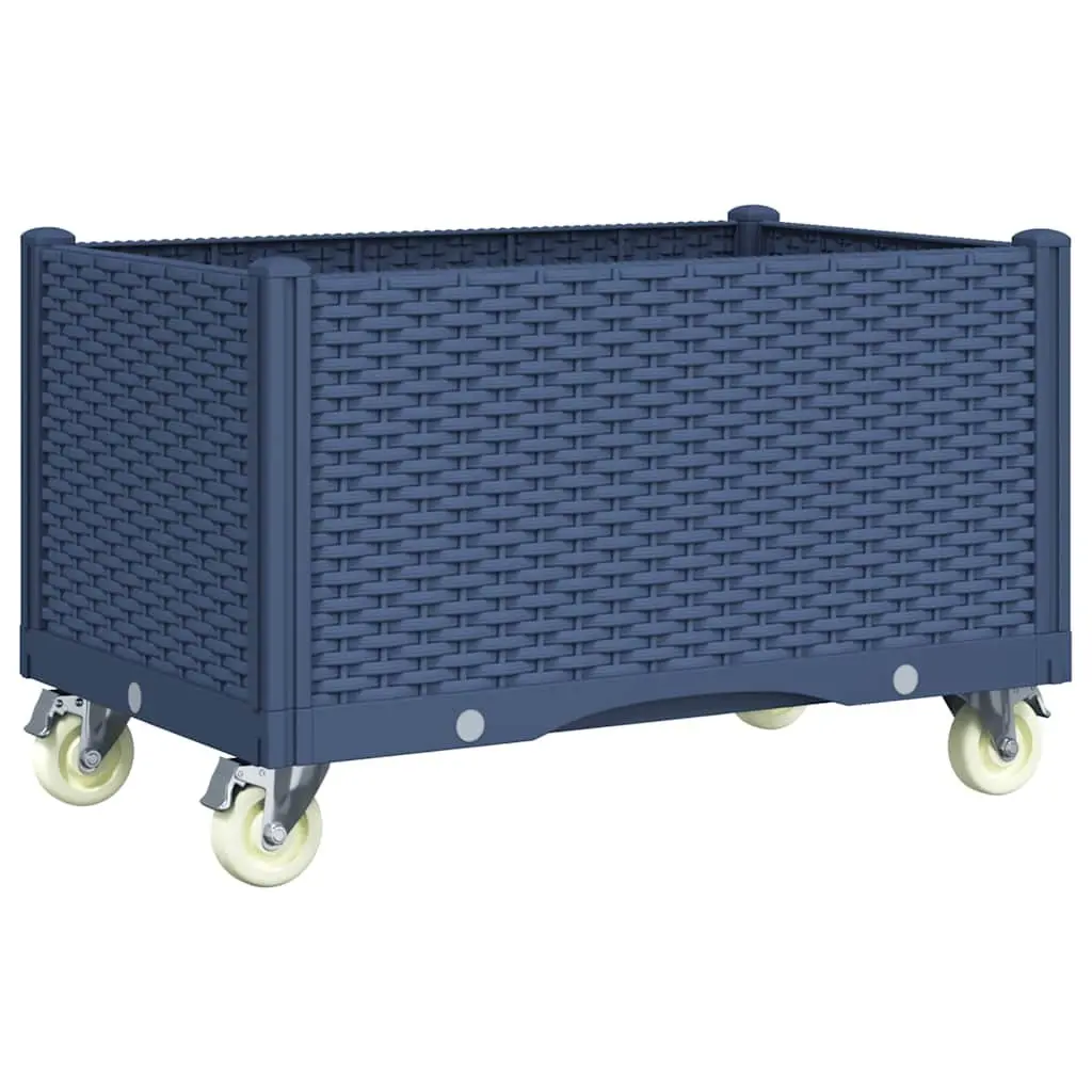 Garden Planter with Wheels and Integrated Trellis 80L x 50W x 54H cm Grey Polypropylene