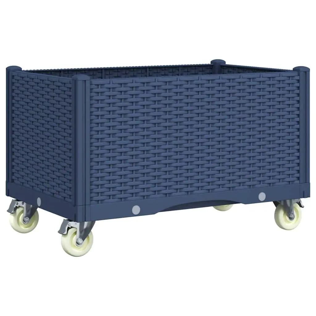 Garden Planter with Wheels and Integrated Trellis 80L x 50W x 54H cm Grey Polypropylene