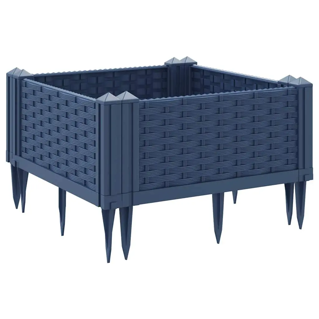 Modular Garden Planter 4 Panels Rattan Look 42.5x42.5x28.5cm Grey