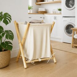 Laundry Basket Bamboo Foldable Storage Hamper Household Organizer Compact Design