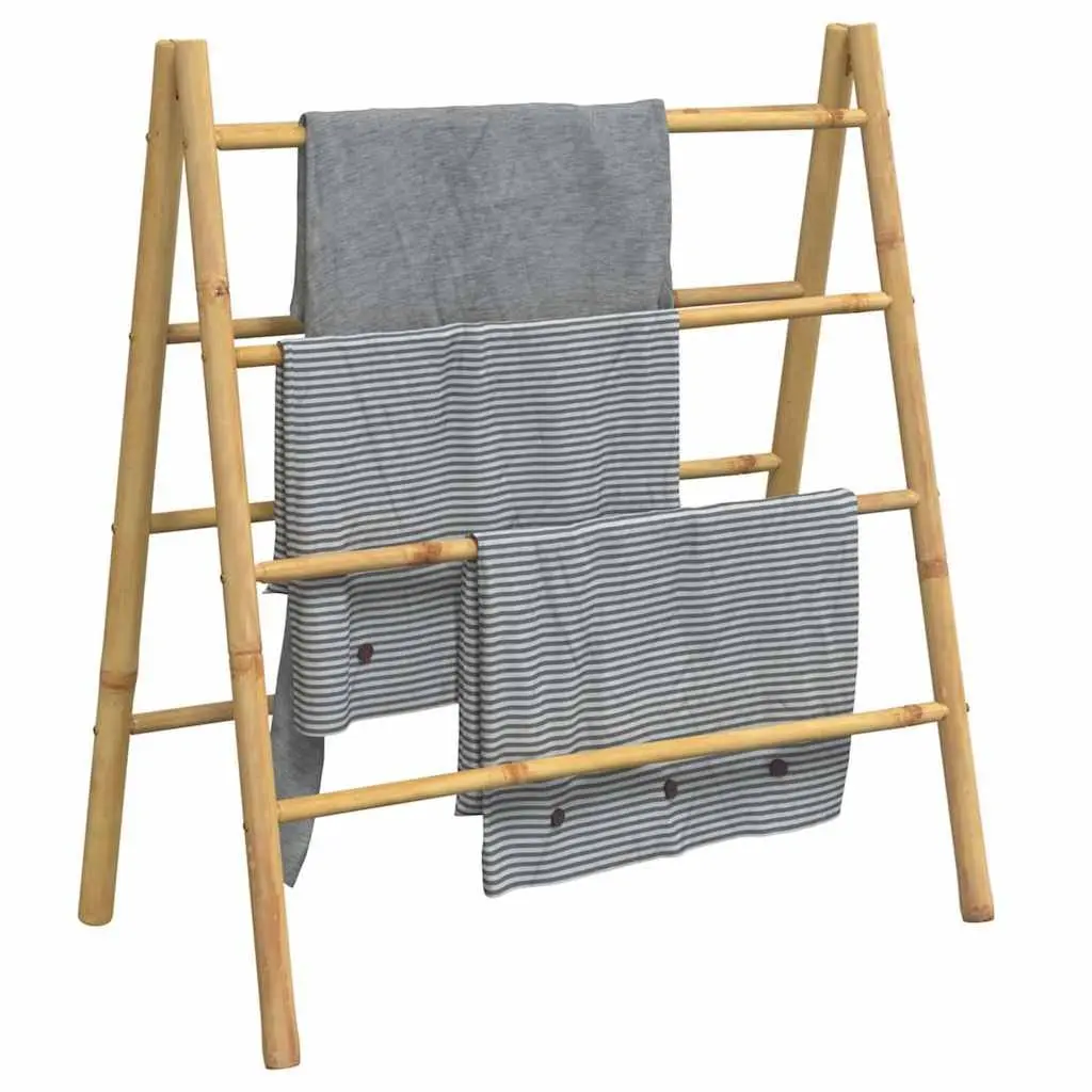 Double Towel Ladder Bamboo 4 Rungs Bathroom Storage Rack