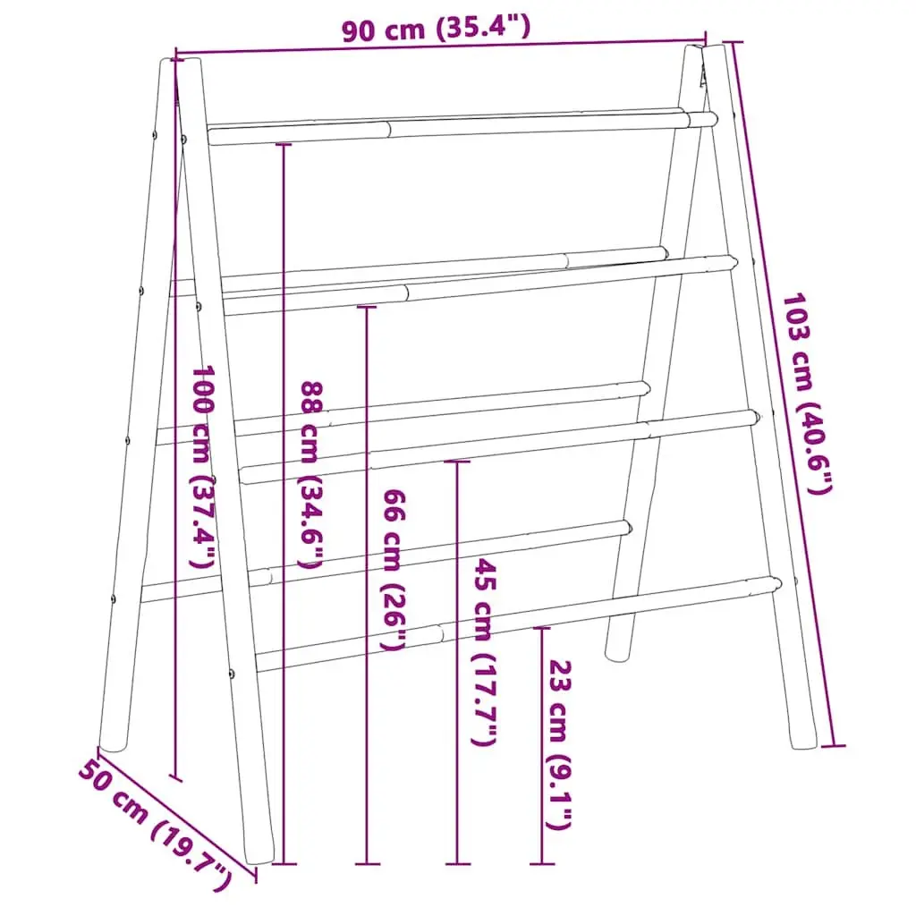 Double Towel Ladder Bamboo 4 Rungs Bathroom Storage Rack