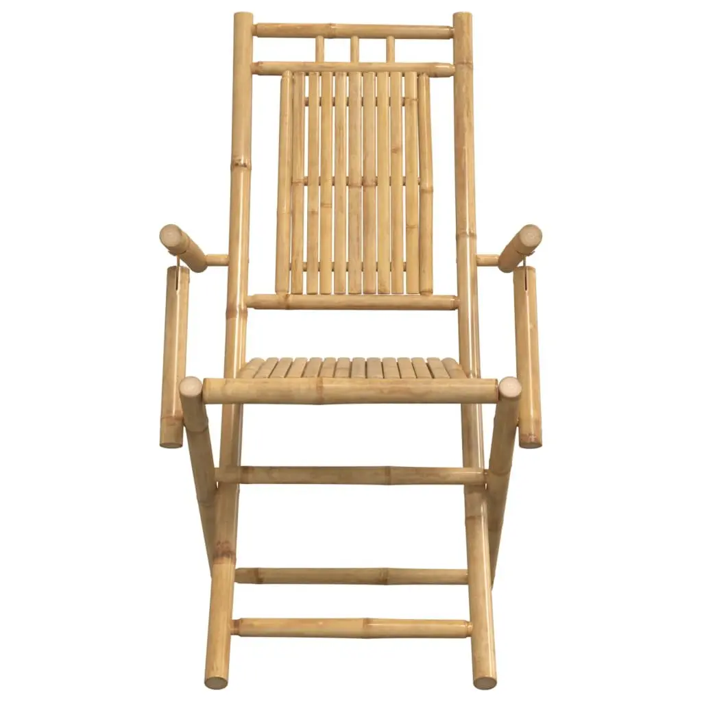 Folding Garden Chairs Bamboo Outdoor Seating 2 pcs Armrests Backrest