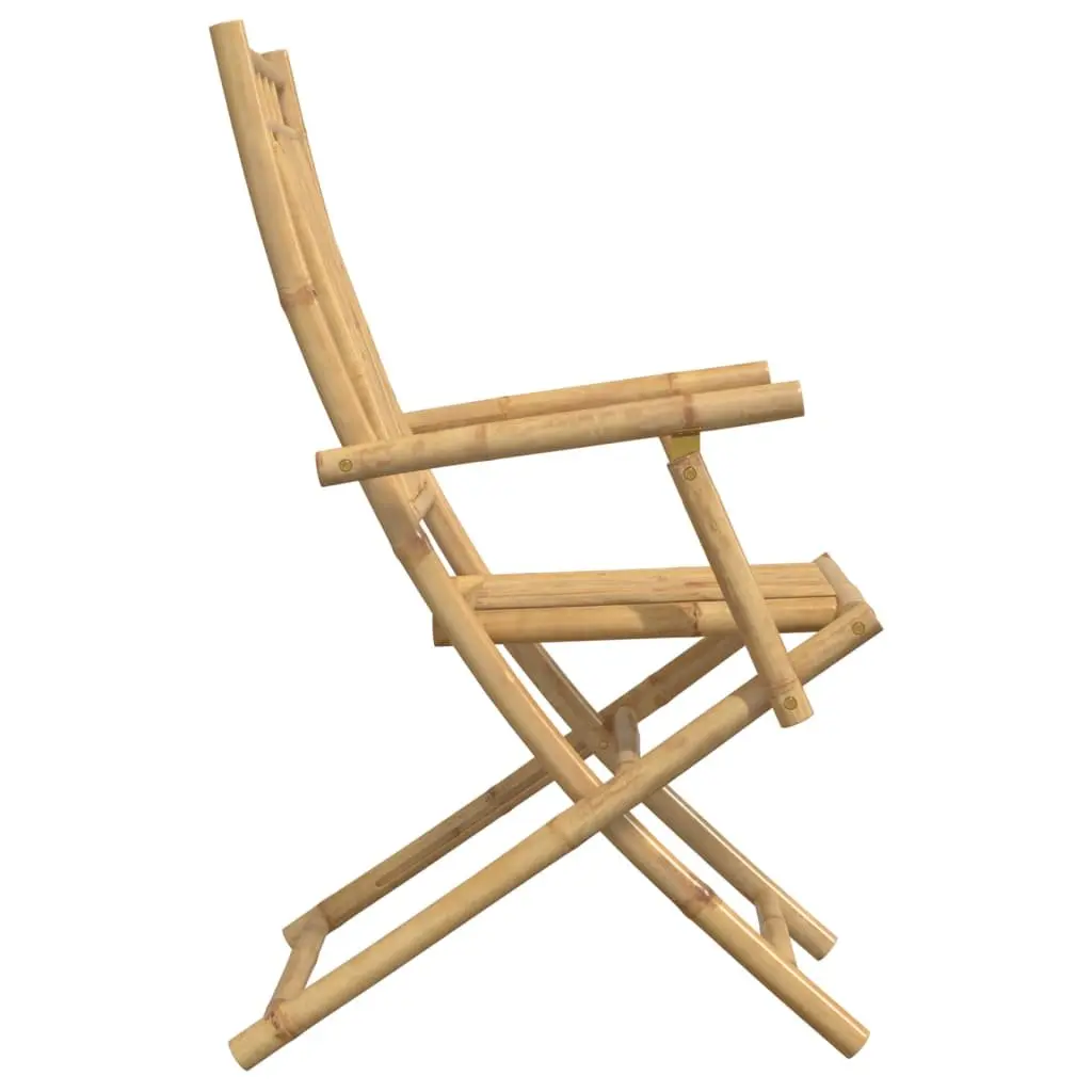 Folding Garden Chairs Bamboo Outdoor Seating 2 pcs Armrests Backrest