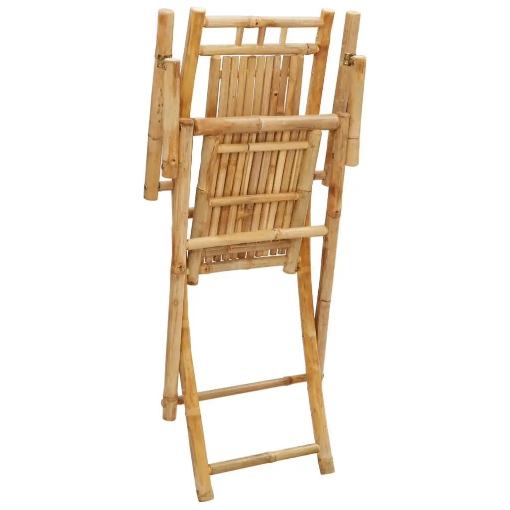 Folding Garden Chairs Bamboo Outdoor Seating 2 pcs Armrests Backrest