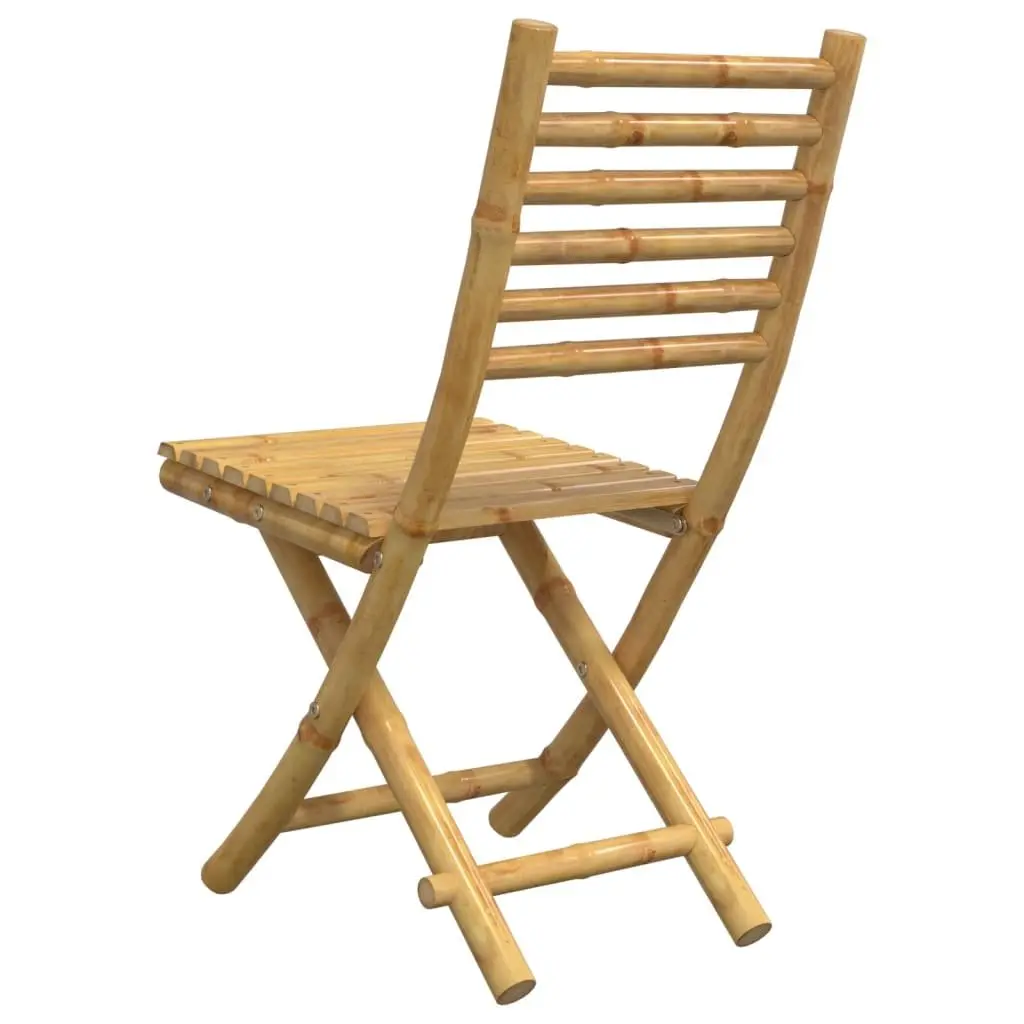 Bamboo Folding Garden Chairs Set of 2 Brown Outdoor Patio Dining Seating