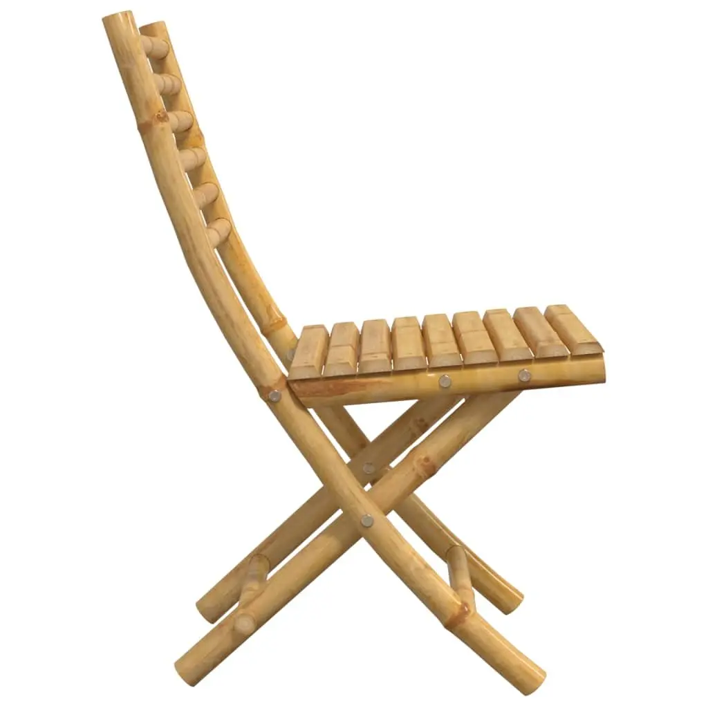 Bamboo Folding Garden Chairs Set of 2 Brown Outdoor Patio Dining Seating