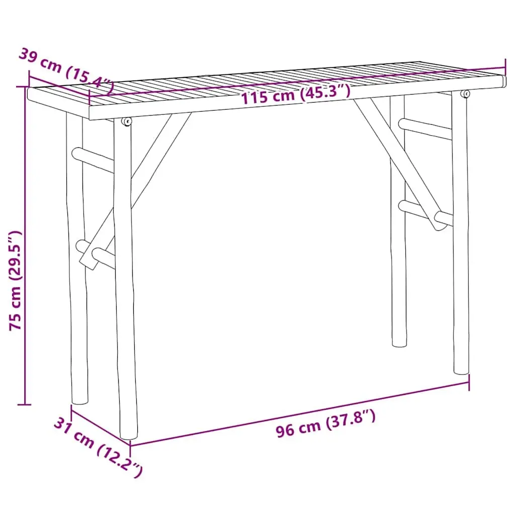 Bamboo Console Table 115x39x75cm