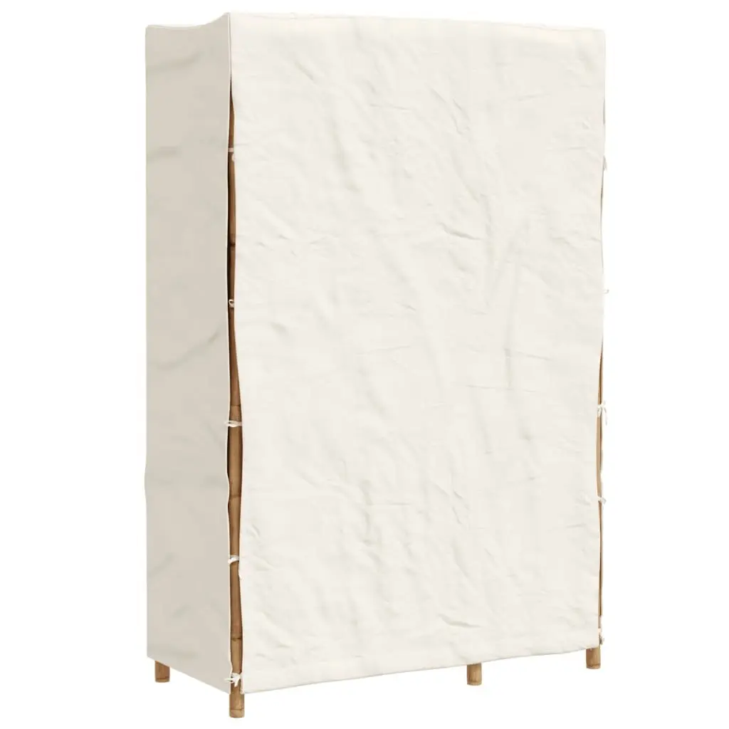 Bamboo Clothes Organiser Storage Cabinet 110x45x170cm with 4 Shelves and Breathable Fabric Cover Brown