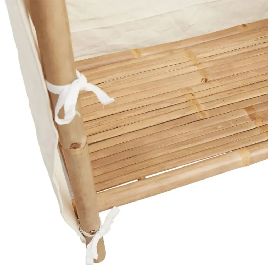 Bamboo Clothes Organiser Storage Cabinet 110x45x170cm with 4 Shelves and Breathable Fabric Cover Brown