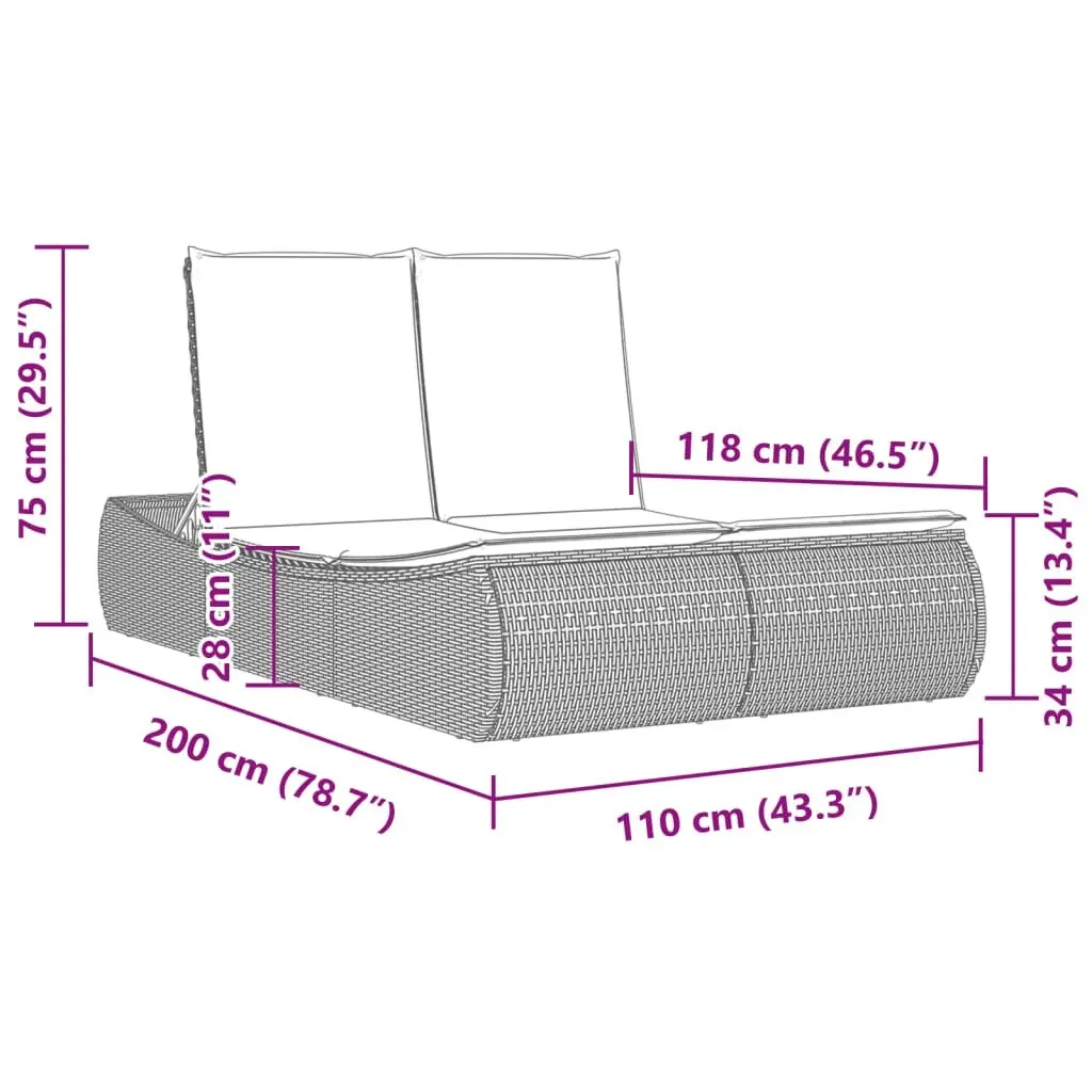 Double Sun Lounger for Outdoor Leisure