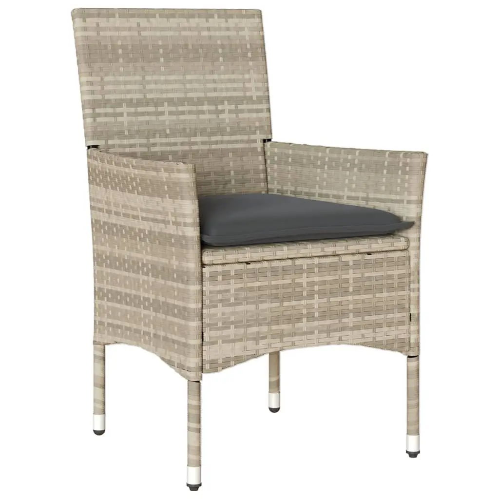 Outdoor Garden Chairs Grey Poly Rattan 2 pcs with Cushions