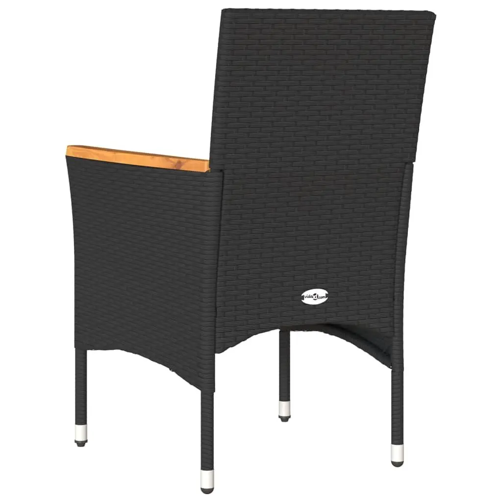 Outdoor Garden Chairs with Cushions 2 pcs Black Poly Rattan Patio Seating