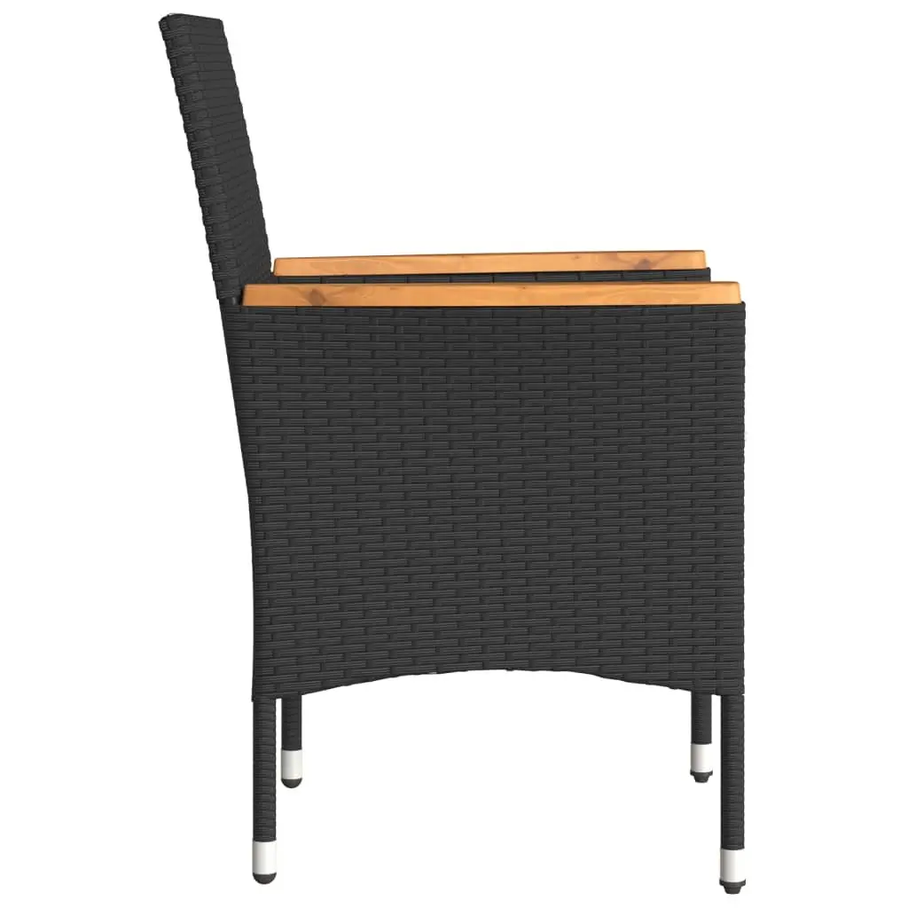 Outdoor Garden Chairs with Cushions 2 pcs Black Poly Rattan Patio Seating