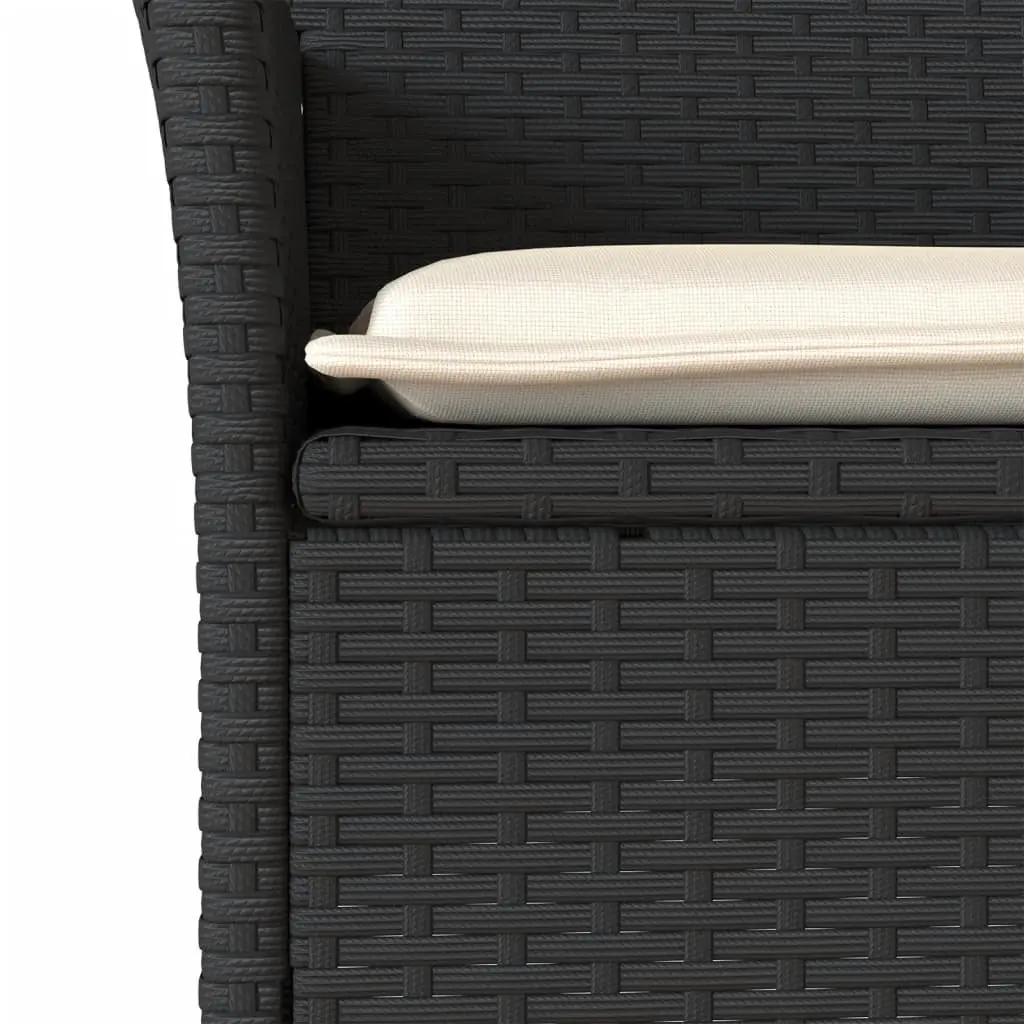 Outdoor Garden Chairs with Cushions 2 pcs Black Poly Rattan Patio Seating