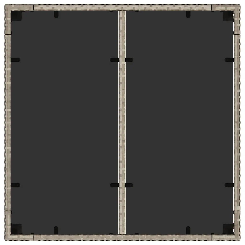 Garden Table Glass Top Poly Rattan Grey 90x90x75 cm