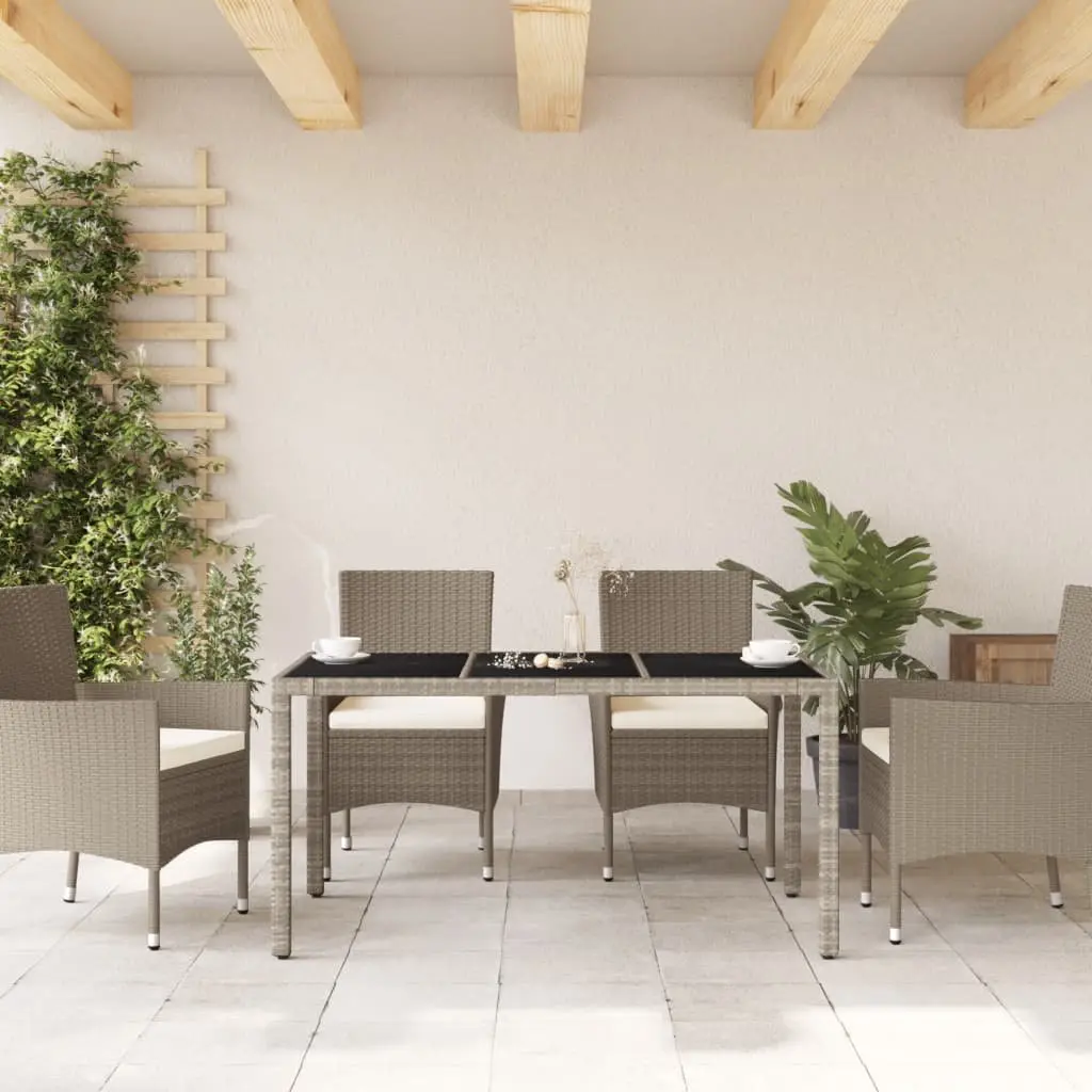 Garden Table Grey Tempered Glass Top 150L x 90W x 75H cm Outdoor Patio Dining Furniture