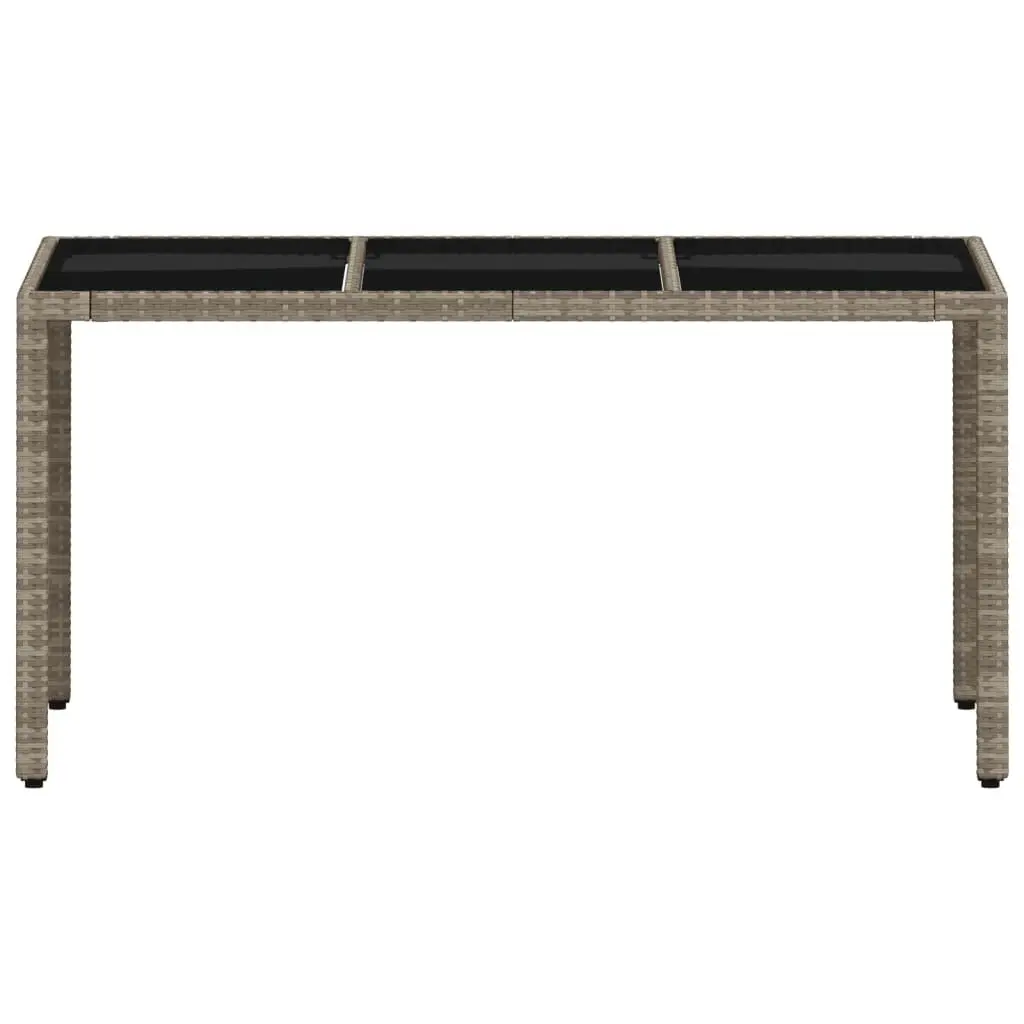 Garden Table Grey Tempered Glass Top 150L x 90W x 75H cm Outdoor Patio Dining Furniture