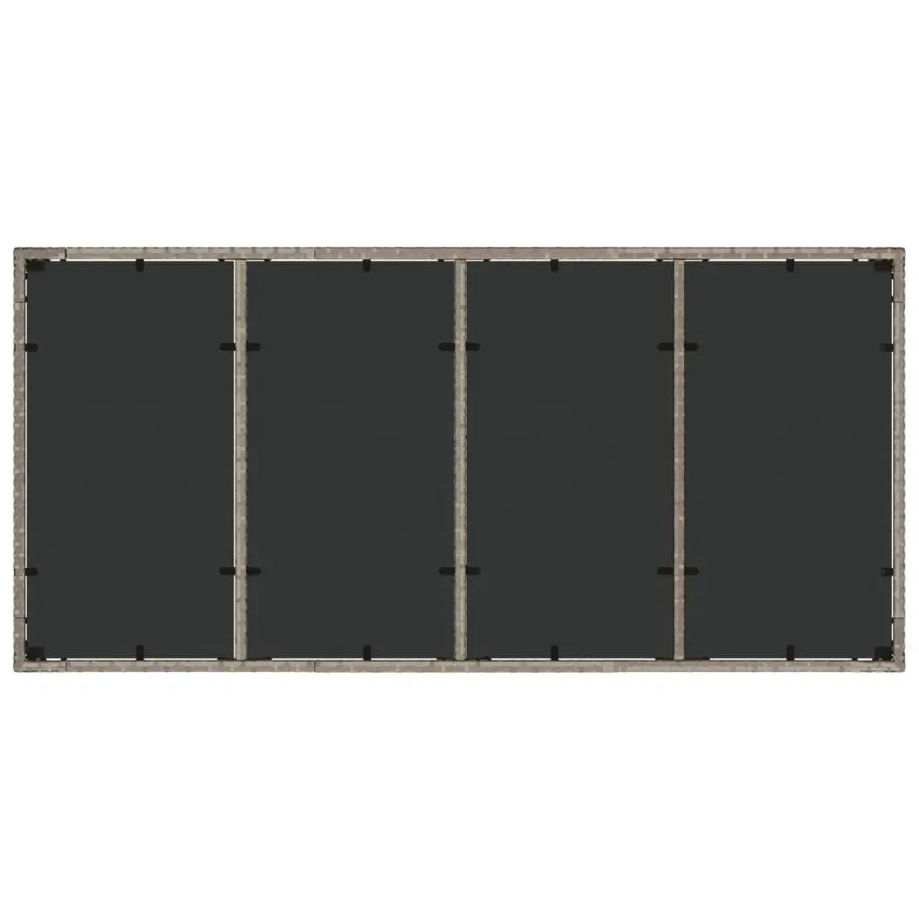 Garden Dining Table Poly Rattan Grey Tempered Glass Top 190x90x75cm